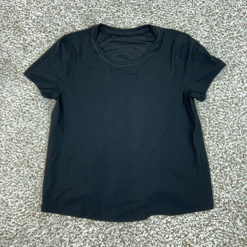 Lululemon Shirt Womens Medium Black Short Sleeve Open Ruched Back Athletic Gym