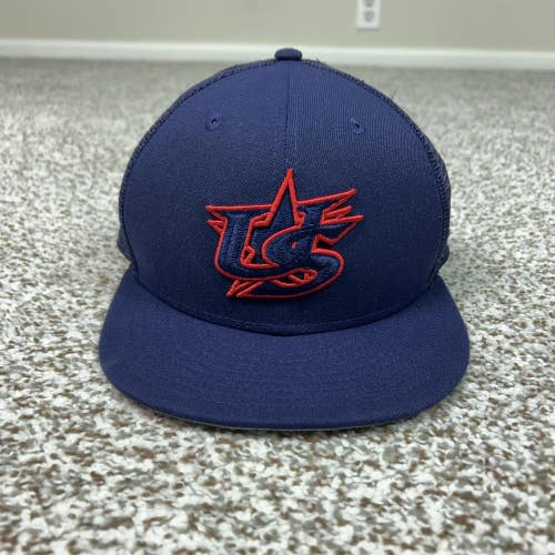 USA Baseball Hat Cap Fitted Mens 7 1/8 Blue Mesh Back 59FIFTY Team USA New Era