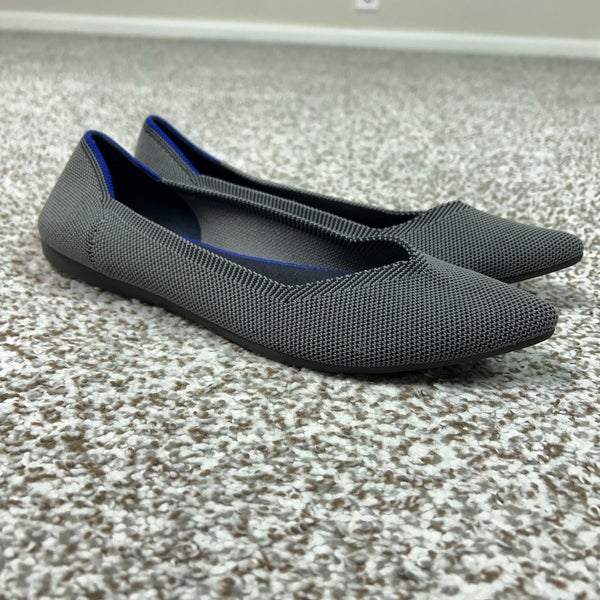 Rothys Shoes Womens Size 8.5 Gray The Point Knit Flats Washable Career Office