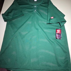 Men's Wilson 2 button Softball Baseball Jersey Dark Green XL NEW