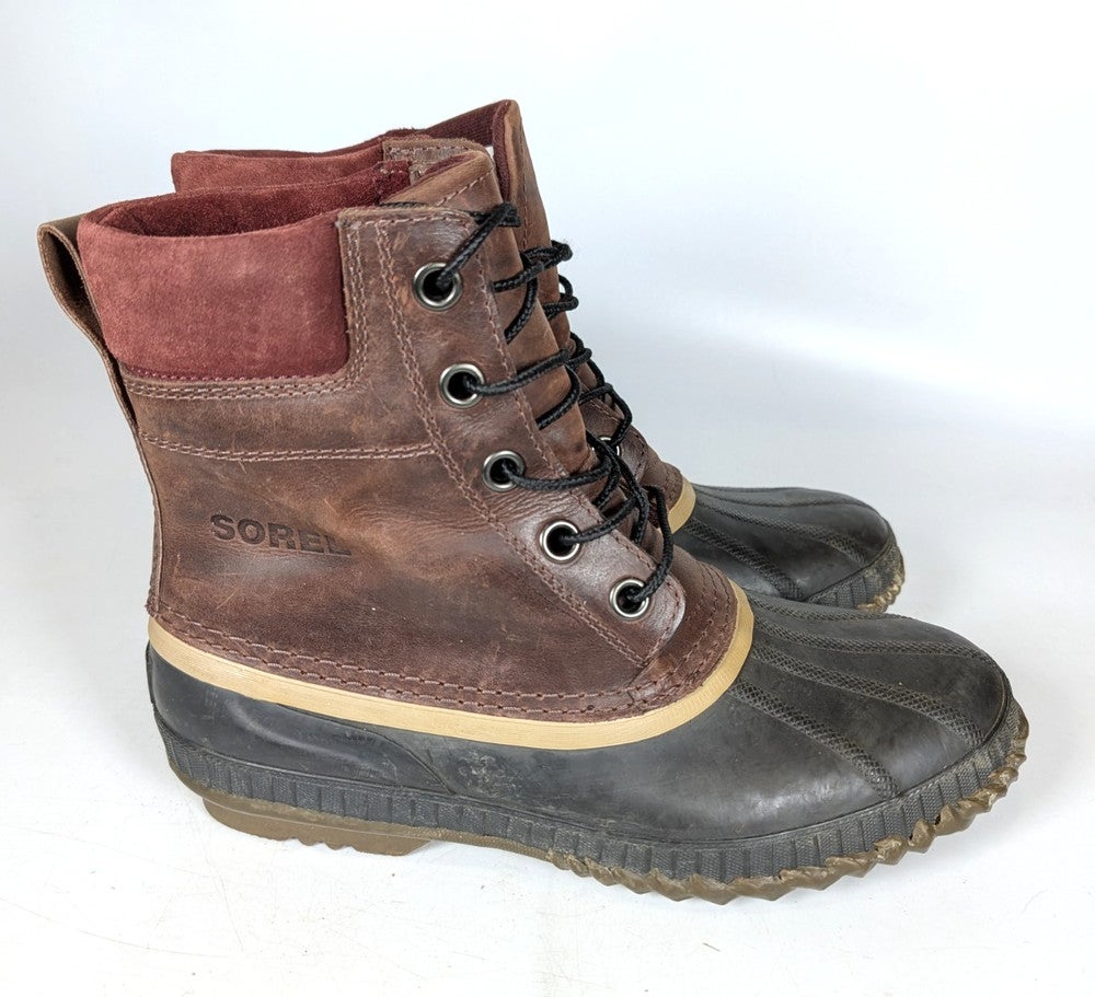 Sorel Cheyanne II Brown Leather Lace up Waterproof Duck Boot 