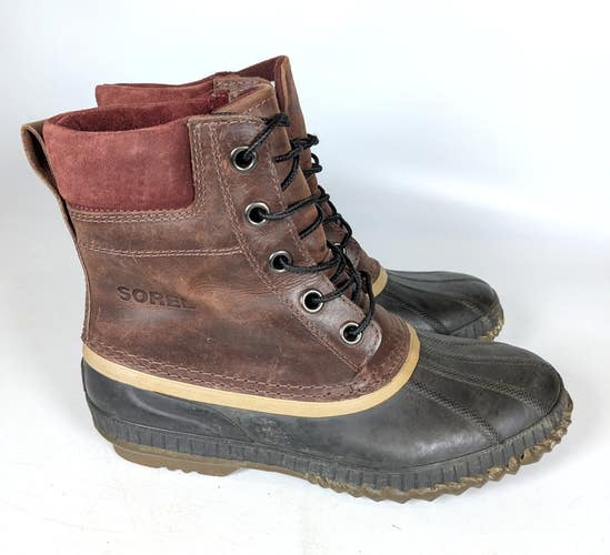 Sorel Cheyanne II Brown Leather Lace up Waterproof Duck Boot Mens Size 9