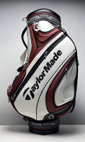 Taylormade Milled Grind Staff Bag White/Red 6-Way Divide Single Strap Golf Bag