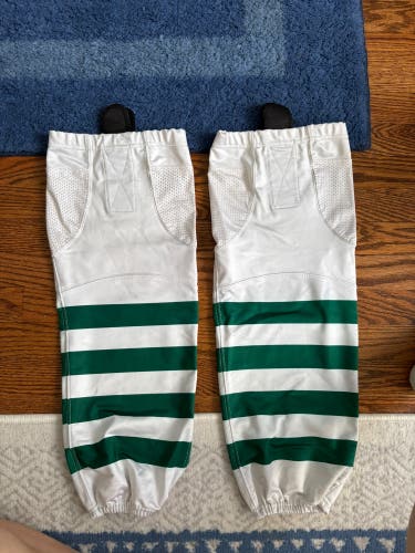 White with Green Stripes Hockey Socks