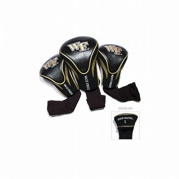 Team Golf Contour Golf Club Headcovers 3pk (Wake Forest, Black) NCAA NEW