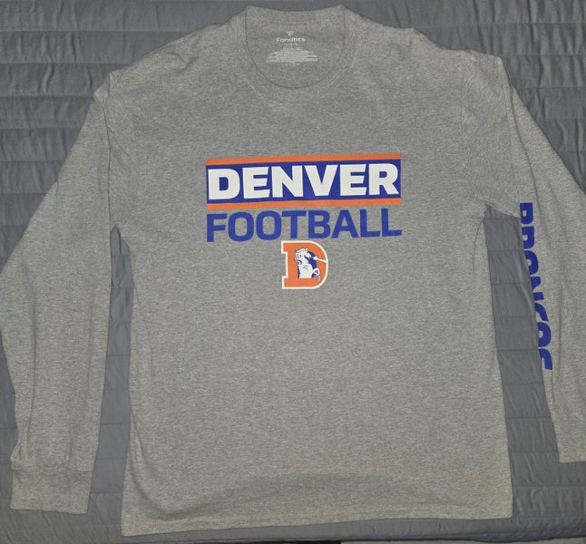 Denver Broncos Fanatics Gridiron Heathered Gray Long Sleeve T-Shirt