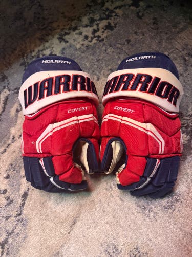 Washington Capitals Used Warrior covert Hockey Gloves 15” NHL Dylan McIlrath