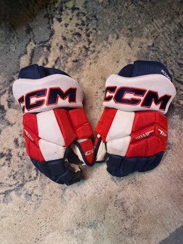 Washington Capitals Dylan McIlrath Game Used Worn CCM Tacks HGTK Hockey Gloves 15” NHL