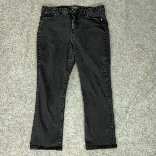 Lauren Ralph Lauren Jeans Womens 16 Black Straight Crop Denim Stretch Classic