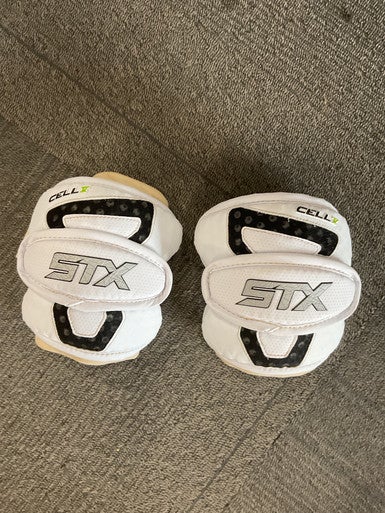 Used STX CELL V Lacrosse Arm Pads/Guards White LG 11614-S000227787