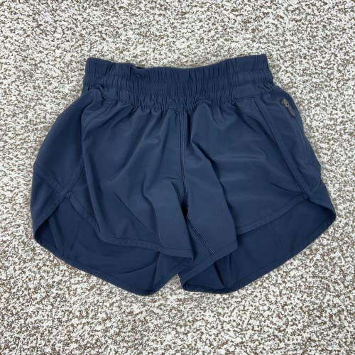 Lululemon Shorts Womens 4 Blue Lined Running Athletic Tracker V4 Sports Workout