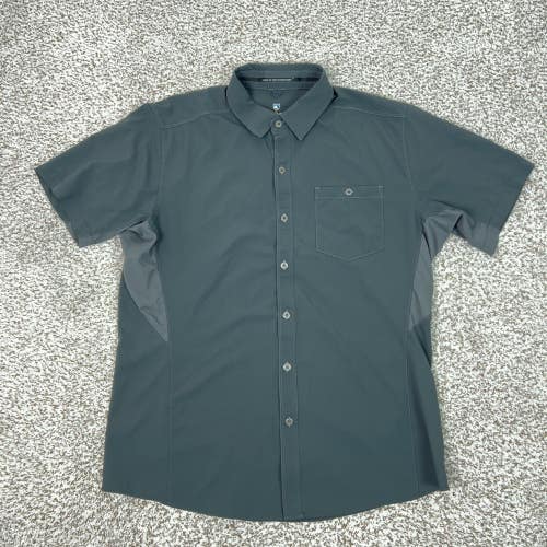 Kuhl Shirt Mens Medium Gray Short Sleeve Button Stretch Outdoor Hiking Bandit