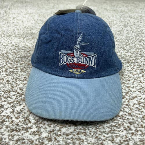 Vintage Looney Tunes Bugs Bunny Hat Cap Strap Back Blue Mens Embroidered 90s