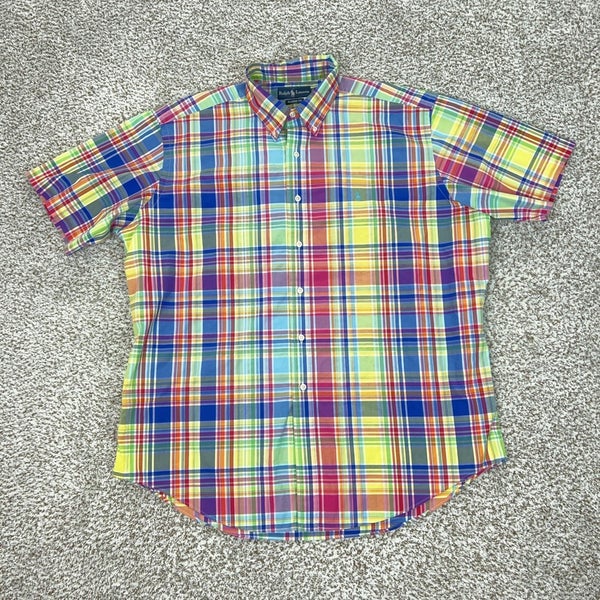 Ralph Lauren Shirt Mens XL Multicolor Plaid Short Sleeve Classic Fit Preppy Top