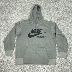 Nike Baseball Hoodie Mens XL Gray Pullover Sweatshirt Fleece Graphic Logo Sport