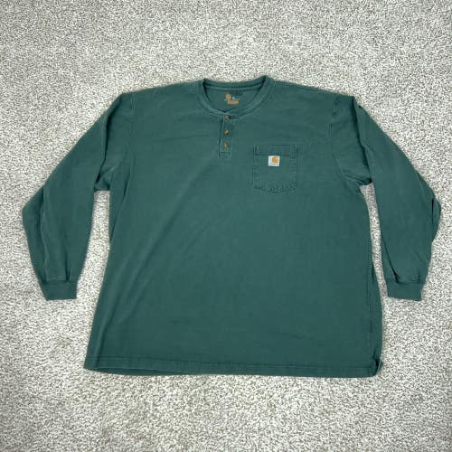 Carhartt Shirt Mens 4XL Green Long Sleeve Henley Pocket Original Fit Workwear