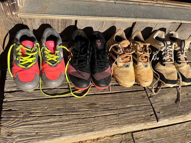 Kid's Low Top Molded Cleats (Used): 4 Pairs in Progressing Sizes