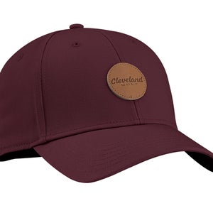 NEW Cleveland Golf Maroon Leather Patch Adjustable Golf Hat/Cap