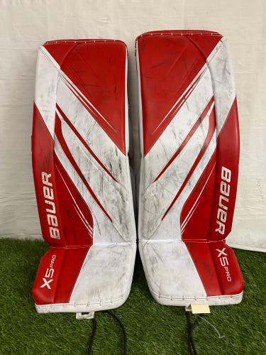 Red Large 32+ Intermediate Bauer Vapor X5 Pro Goalie Leg Pads (Used)