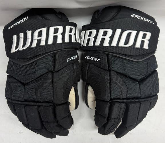 Warrior Covert QR5 Pro Stock Hockey gloves 14" Black Used NHL Bruins (3) (14817)
