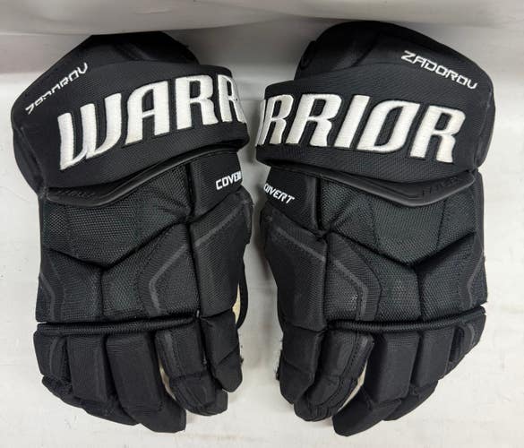 Warrior Covert QR5 Pro Stock Hockey gloves 14" Black Used NHL Bruins (7) (14822)