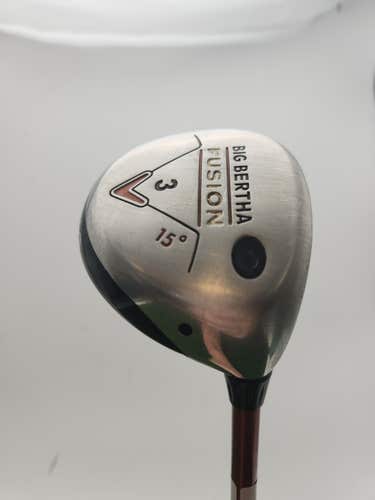 2006 CALLAWAY BIG BERTHA FUSION 3 WOOD 15* STIFF ALDILA NVS ORANGE 55 GOOD