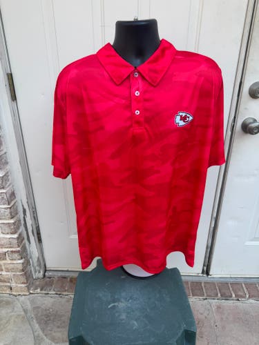 NFL Team Apparel, Kansas City Chiefs, Red, Camo, Polo, Size XL (New)
