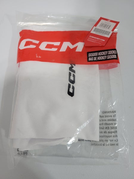 White Senior XL CCM Socks (New) SX5000 Tube Poly