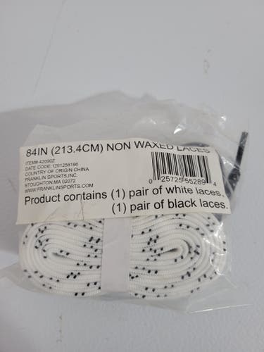 Franklin Sports, Laces, 2 Pairs (New) White 84 in (213.4 cm) Pair & Black Pair