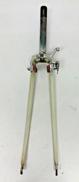 Vintage Juvela White Lugged Steel 700C Road Fork 190mm 1" Threaded Campagnolo
