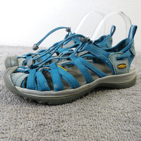 Keen Whisper Womens Size 8.5 Sandals Blue Turquoise Bungee Cord Waterproof Shoes