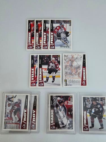 Colorado Avalanche - Upper Deck Collectors choice 96-97 NHL trading cards.