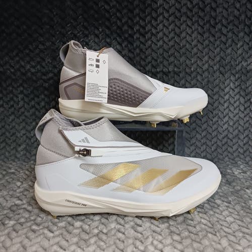 Adidas Adizero Impact+ BSB Men's Baseball Cleats White Gray Gold Size 7.5
