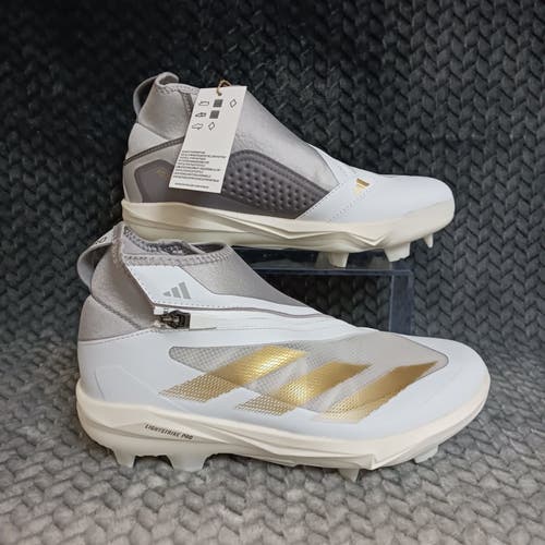 Adidas Adizero Impact+ TPU Men's Baseball Cleats White Gray Gold Size 8.5