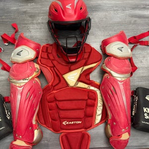 Red Easton Game Time Catcher's Set (Used) with knee savers