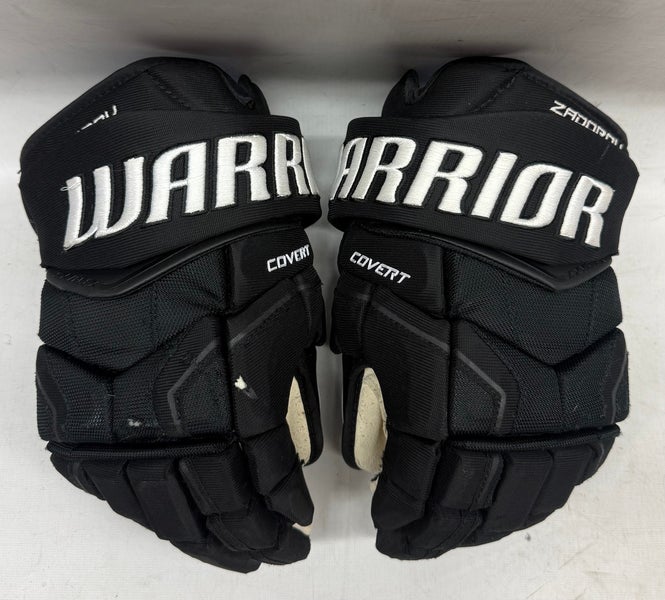 Warrior Covert QR5 Pro Stock Hockey gloves 14" Black Used NHL Bruins (9) (14842)