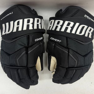 Warrior Covert QR5 Pro Stock Hockey gloves 14" Black Used NHL Bruins (10) (14843)