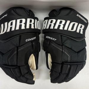 Warrior Covert QR5 Pro Stock Hockey gloves 14" Black Used NHL Bruins (11) (14844)