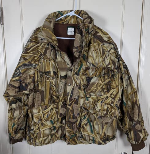 Vtg Ducks Unlimited Jacket Mens XL Advantage Wetlands Camo Insulated Hunting