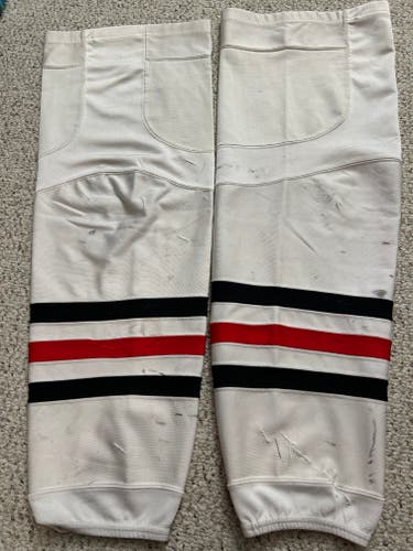 Chicago Blackhawks White Senior XL Reebok Pro Stock Socks(Used)
