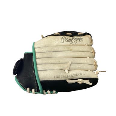 Used Rawlings FP110BW LH Throw Fastpitch Gloves Black And White 11" 11760-S000085845
