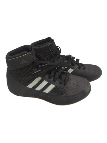 Used Adidas AQ3327 BLK/WHT SHOES Wrestling Shoes Black Youth 12.0 11862-S000092076