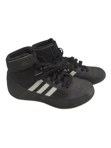 Used Adidas AQ3327 BLK/WHT SHOES Wrestling Shoes Black Youth 12.0 11862-S000092076
