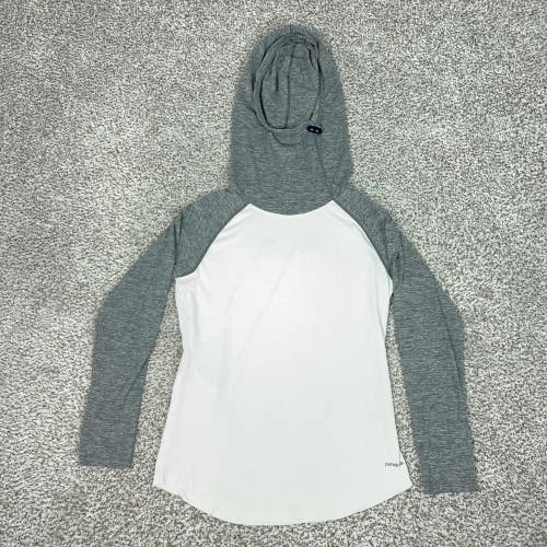 Patagonia Shirt Women Medium White Hooded Fishing Outdoors Topic Comfort Hoody