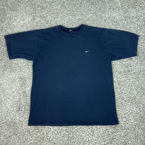 Vintage Nike Shirt Mens Large Blue Embroidered Swoosh Crewneck Tee T 90s Sport