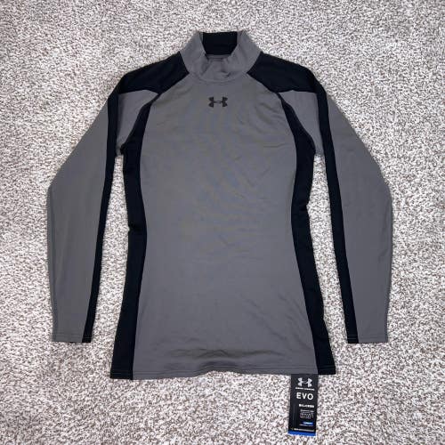 Under Armour Shirt Womens XL Gray Black ColdGear EVO Compression Mock Base Layer