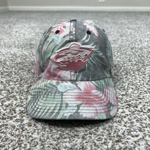 Minnesota Wild Hat Cap Strap Back Womens One Size Floral NHL Hockey Multi Color