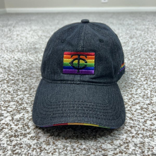 Minnesota Twins Hat Cap Strap Back One Size Gray MLB Baseball Pride LGBT Rainbow