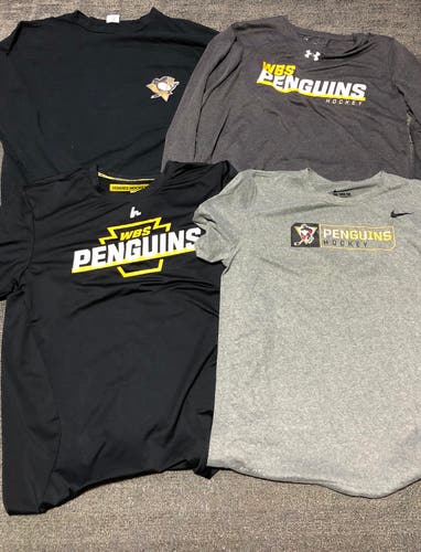 Lot of 4 Team Issued WBS Scranton Penguins Hockey Nike Under Armour Workout Gym Locker Room Shirts