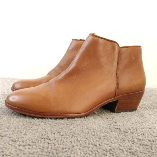 Sam Edelman Petty Womens Size 8.5 Brown Saddle Leather Zip Up Ankle Boots